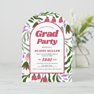 Class Of 2025 retro flowers Graduation arched Invitation