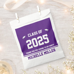 Class of 2025 Royal Purple and White Graduate Name Favour Bag
