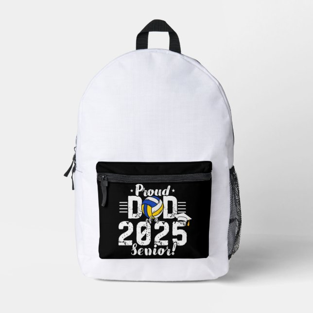 Class of 2025 - Senior 2025 - Volleyball Dad Printed Backpack (Front)