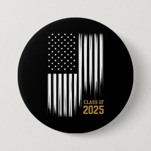 Class Of 2025 Senior American Flag Graduation 7.5 Cm Round Badge