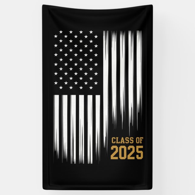 Class Of 2025 Senior American Flag Graduation  Banner (Vertical)