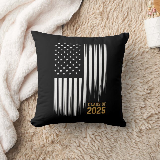 Class Of 2025 Senior American Flag Graduation  Cushion (Blanket)