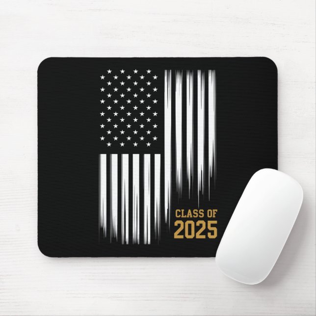Class Of 2025 Senior American Flag Graduation  Mouse Pad (With Mouse)