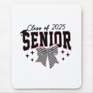 Class of 2025 Senior Bow Coquette Graduation Mouse Pad
