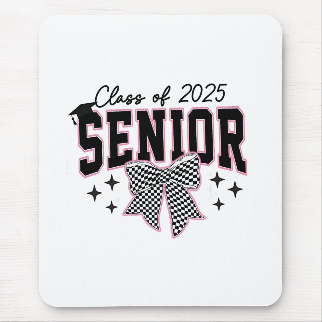 Class of 2025 Senior Bow Coquette Graduation  Mouse Pad (Front)