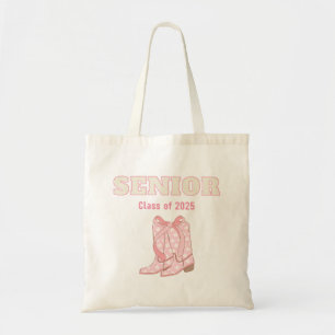 Class of 2025 Senior Cowboy Boots Bow Tote Bag
