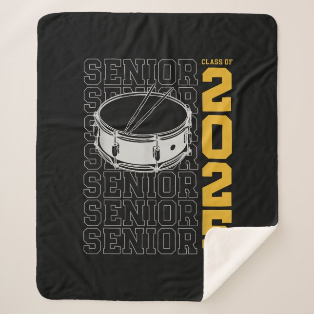 Class of 2025 Senior Drums for Drummer Or Percussi Sherpa Blanket (Front)