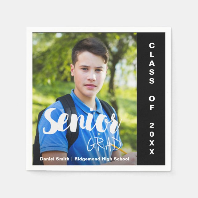 Class Of 2025 Senior Grad Photo Graduation Party Napkin (Front)