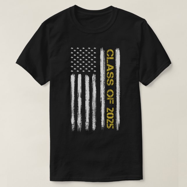 Class Of 2025 Senior Patriotic American Flag Gradu T-Shirt (Design Front)