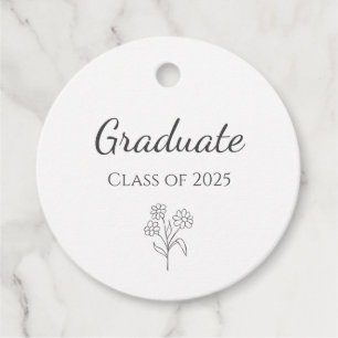 Class of 2025 Simple Botanical Graduation Party Favour Tags
