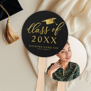 Class Of 2025 Simple Elegant 1 Photo Graduation Hand Fan