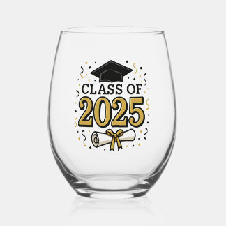 Class of 2025 Stemless Wine Glass