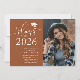 Class of 2025 Terracotta Graduation Party Photo Invitation