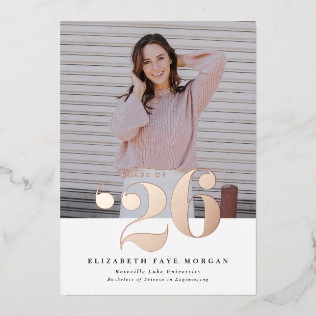 Class of 2025 Typography Photo Graduation Pink (Front)