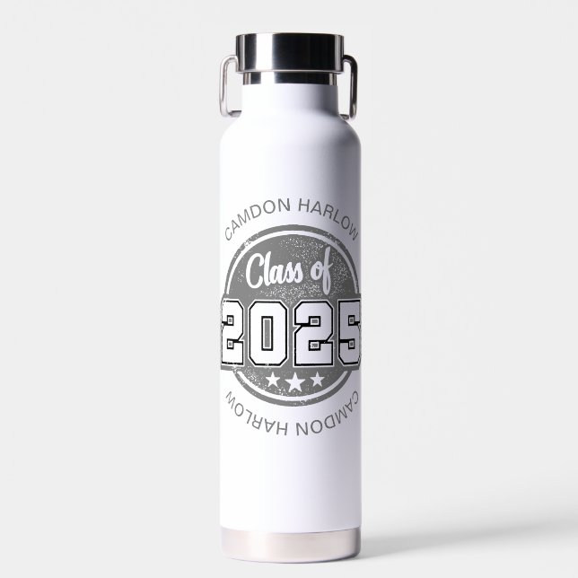 Class of 2025 Vintage Graduate Name Water Bottle (Front)