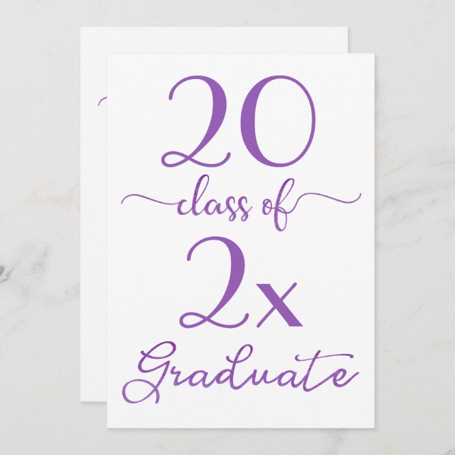 Class Of 2025 Violet Script Minimal Graduation Invitation (Front/Back)
