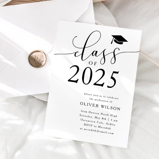 Class of 2025 White Graduation Party  Invitation (Creator Uploaded)