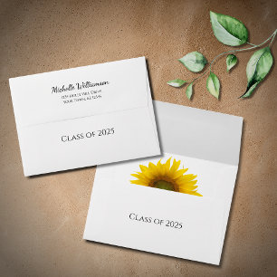 Class of 2025 Yellow Sunflower Graduation Envelope