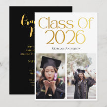 Class of 2026 2 Photo Black and Gold Typography