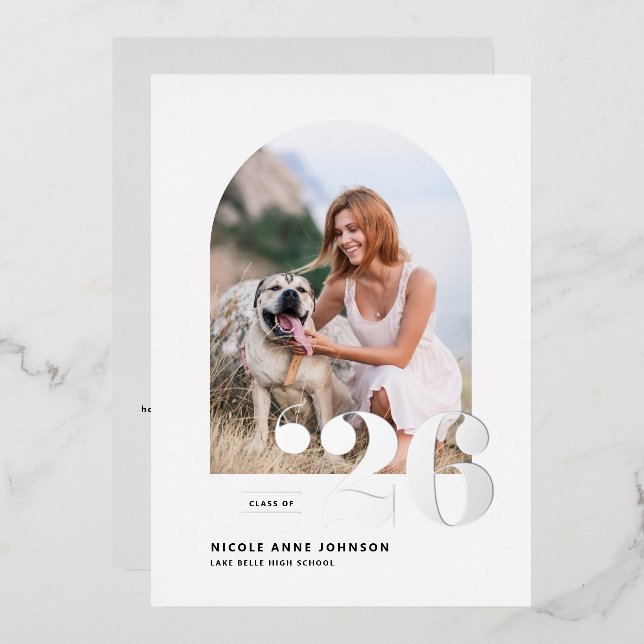 Class of 2026 Arch Photo Graduation Silver (Front/Back)