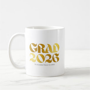 Class of 2026 Black and Gold Typography  Coffee Mug