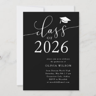 Class of 2026 Black Graduation Party Invitation