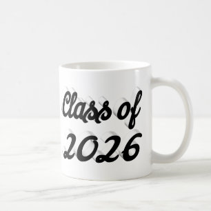 Class of 2026 black script graduation coffee mug