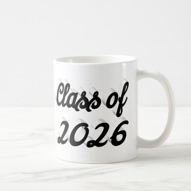 Class of 2026 black script graduation coffee mug (Right)