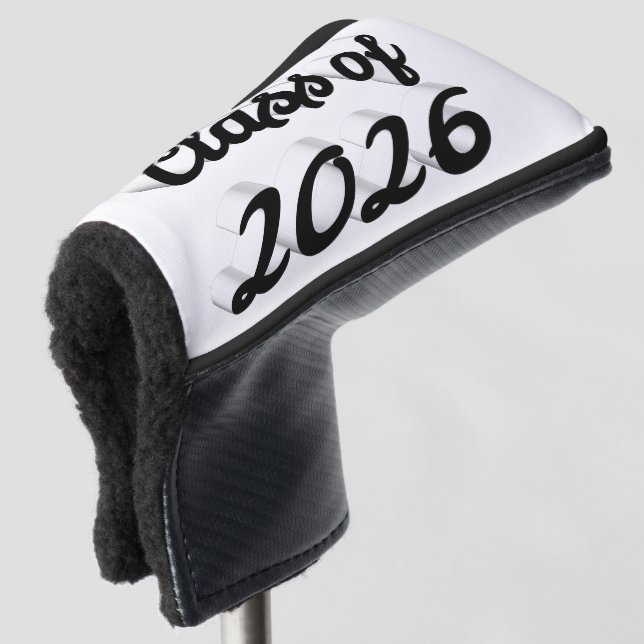 Class of 2026 black script graduation  golf head cover (3/4 Front)