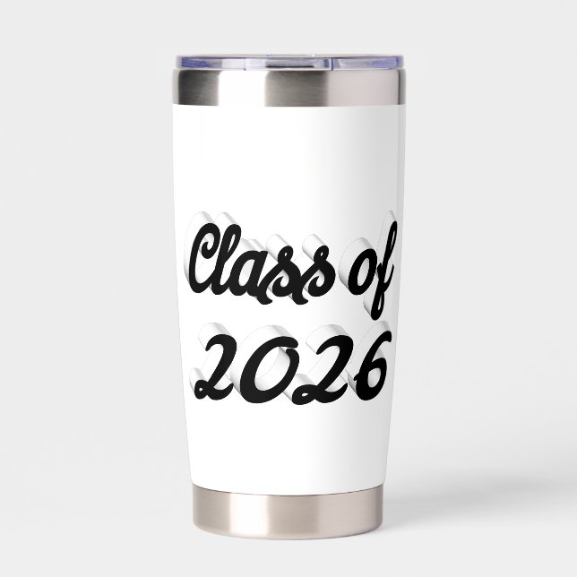 Class of 2026 black script graduation insulated tumbler (Front)