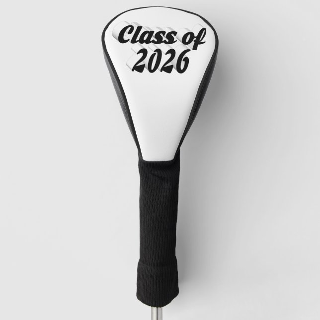 Class of 2026 black text  graduation  golf head cover (Front)