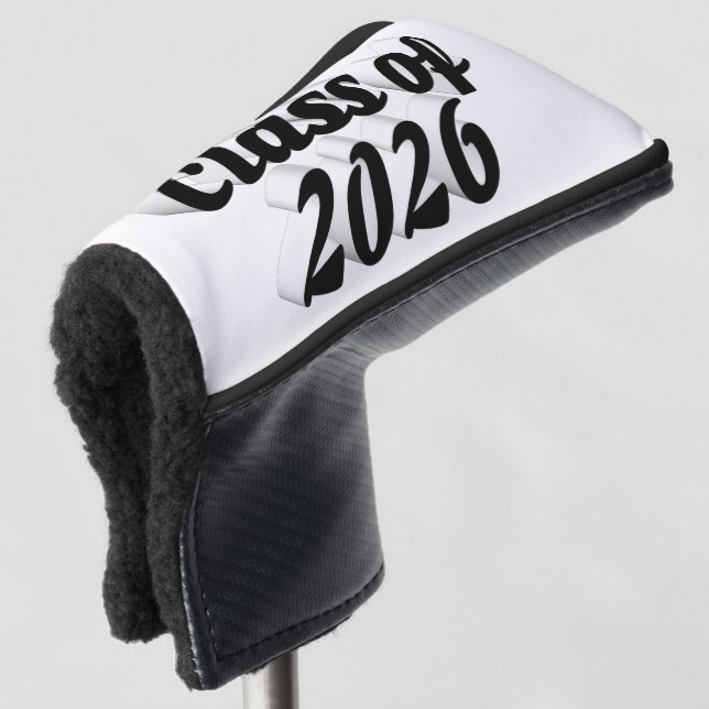 Class of 2026 black text graduation  golf head cover (3/4 Front)