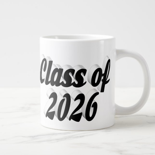 Class of 2026 black text graduation large coffee mug (Right)