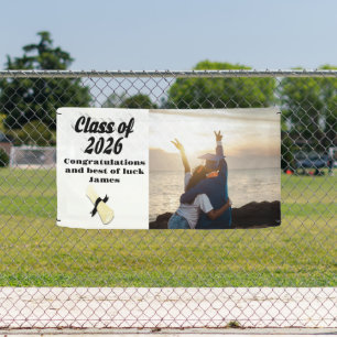 Class of 2026 black text graduation photo banner