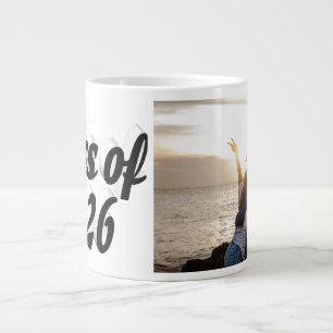 Class of 2026 black text graduation photo  large coffee mug