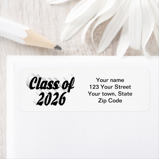 Class of 2026 black text graduation return address label (Insitu)