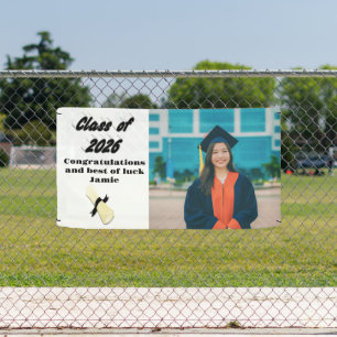 Class of 2026 black typograhy graduation photo banner