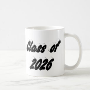 Class of 2026 black typography graduation coffee mug