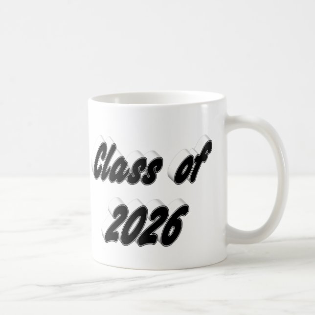 Class of 2026 black typography graduation coffee mug (Right)