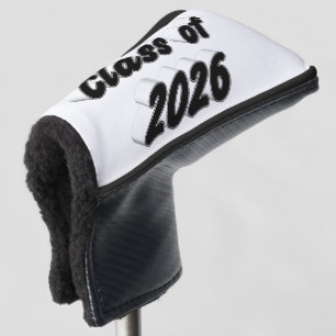 Class of 2026 black typography graduation golf head cover