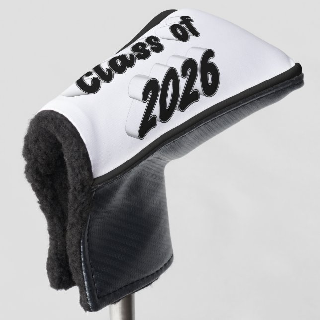 Class of 2026 black typography graduation  golf head cover (3/4 Front)