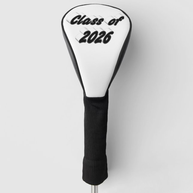 Class of 2026 black typography  graduation  golf head cover (Front)
