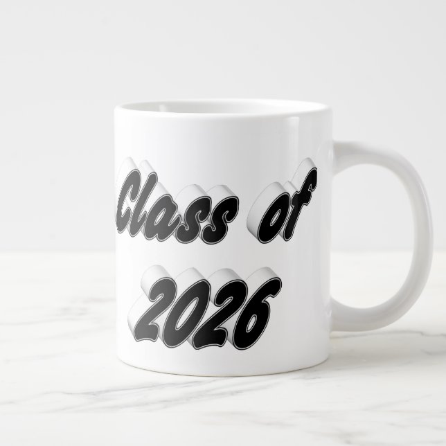 Class of 2026 black typography graduation large coffee mug (Right)