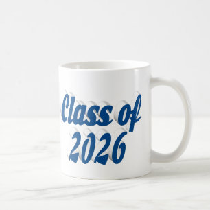 Class of 2026 blue text graduation coffee mug