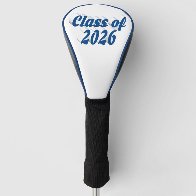 Class of 2026 blue text graduation  golf head cover (Front)