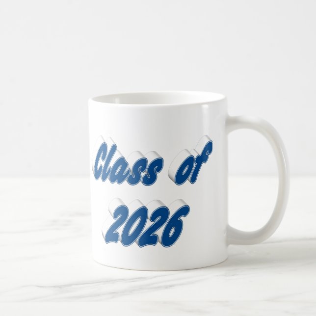 Class of 2026 blue typography graduation coffee mug (Right)