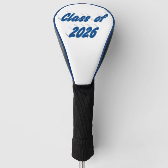 Class of 2026 blue typography graduation  golf head cover (Front)