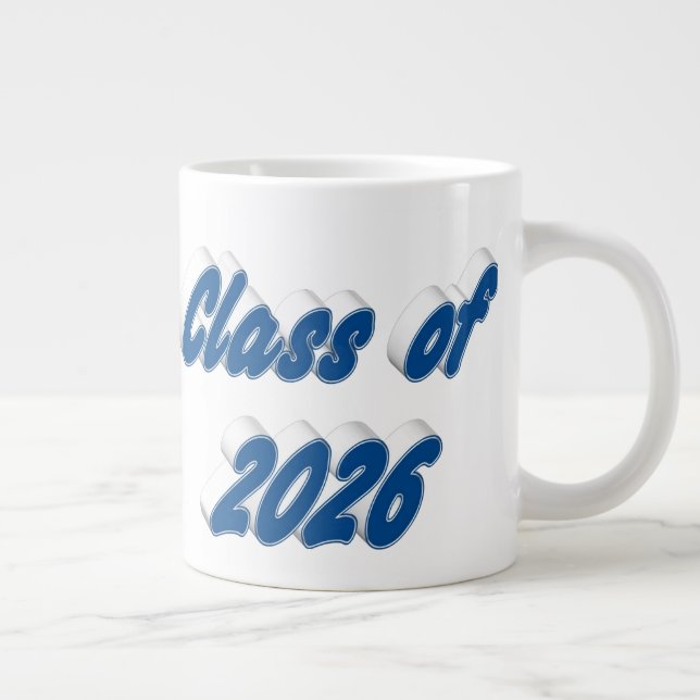 Class of 2026 blue typography graduation large coffee mug (Right)