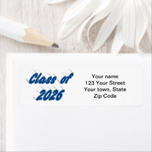 Class of 2026 blue typography graduation return address label