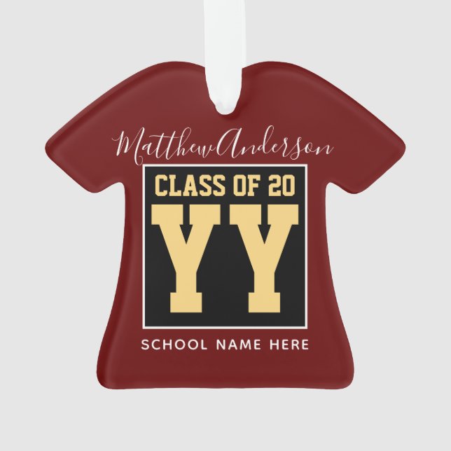 Class of 2026 Burgundy Black and Gold Graduation Ornament (Back)